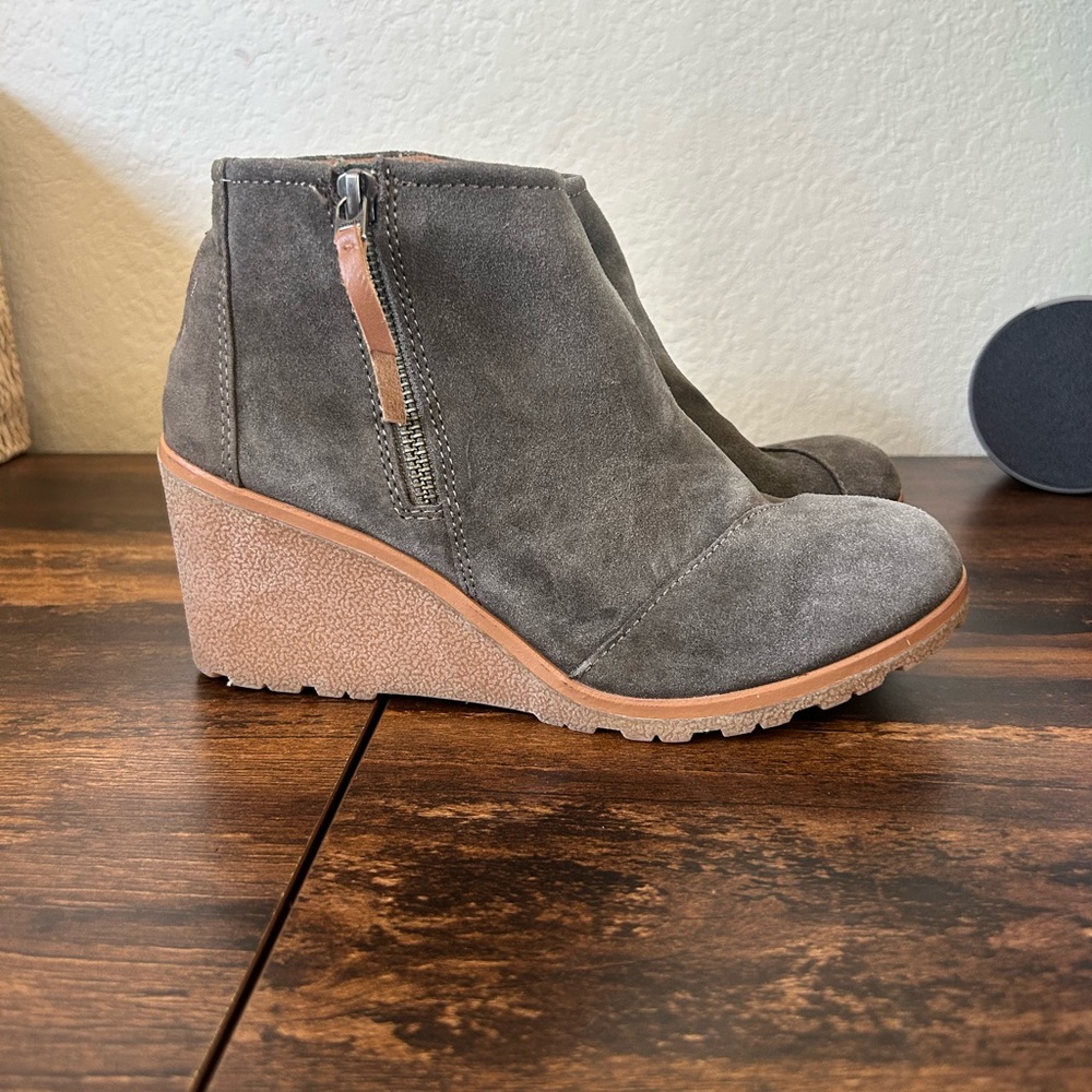 Gray Suede Ankle Boots